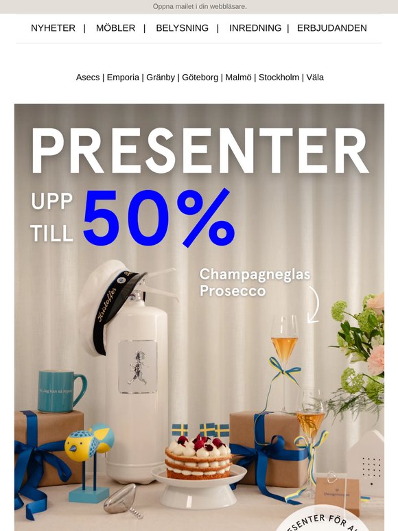JUST NU: Upp till 50% på presenter 💙