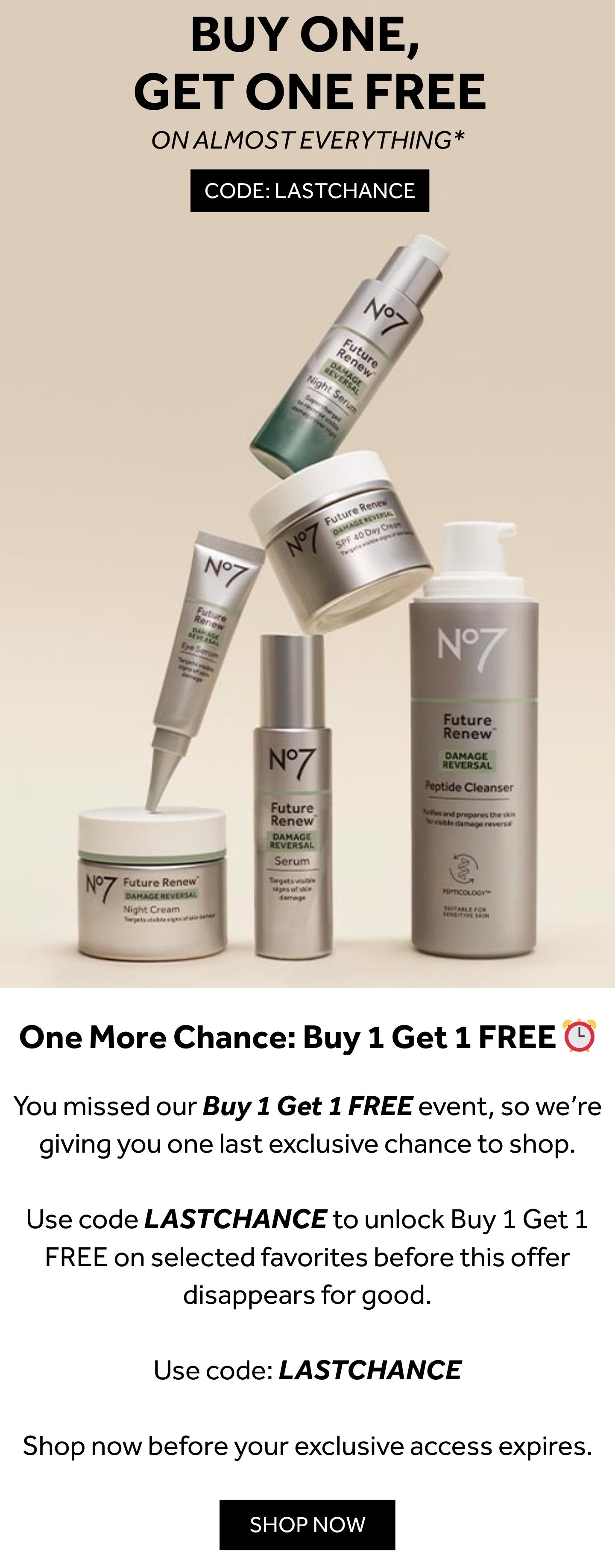 Buy one get one free on almost everything*