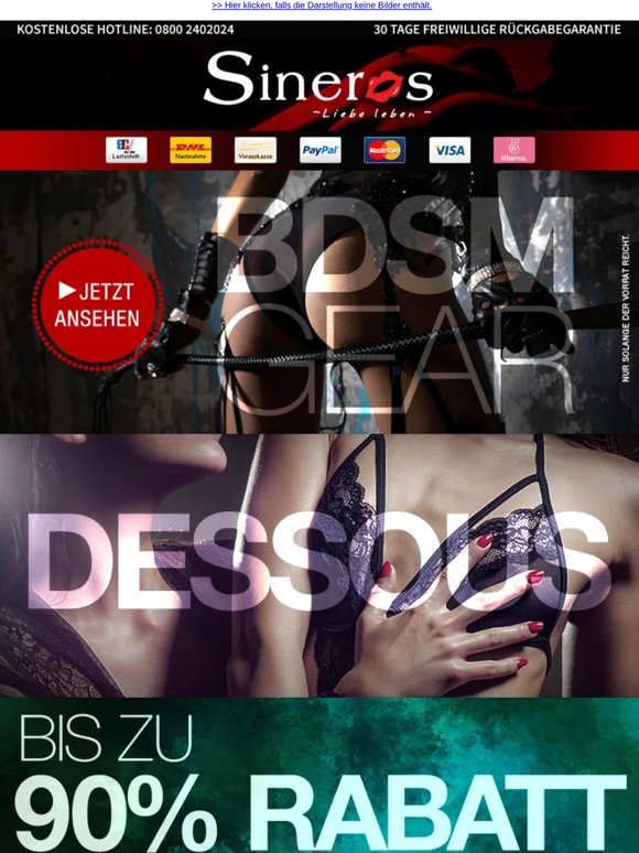 🔥 Bis zu 90% Rabatt im SALE auf SinEros.de