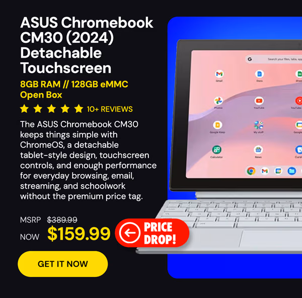 ASUS Chromebook CM30 (2024) Detachable Touchscreen 8GB RAM 128GB eMMC (Open Box)