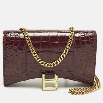 Hourglass Red Croc Embossed Le