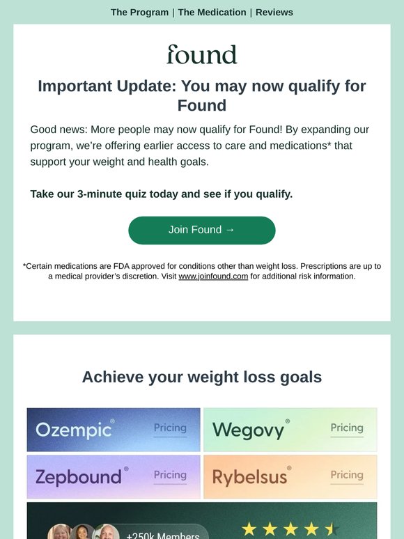 Important Update: You may now qualify for Found