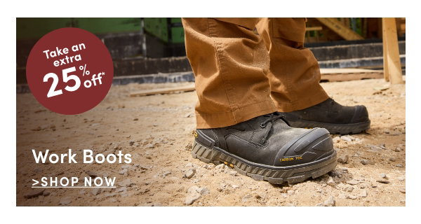 work boots, take 25% off