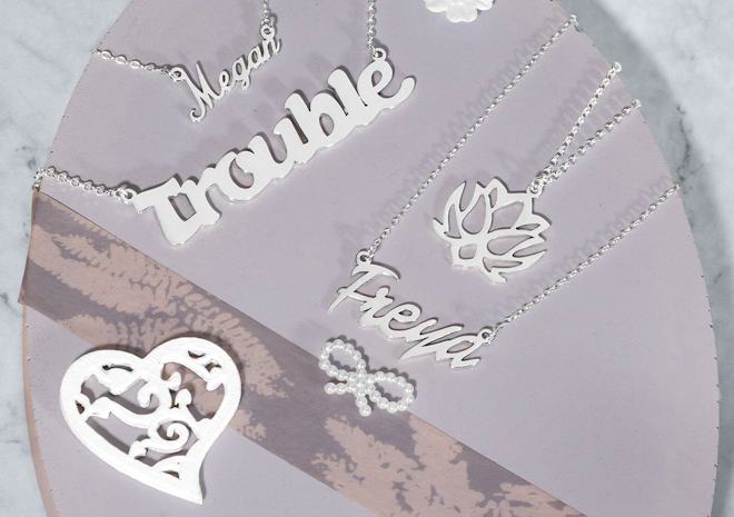 Name and word necklaces and design shape blanks