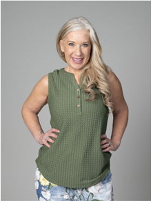 Sleeveless Henley Top