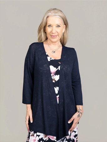 3/4 Sleeve Open Front Cardigan