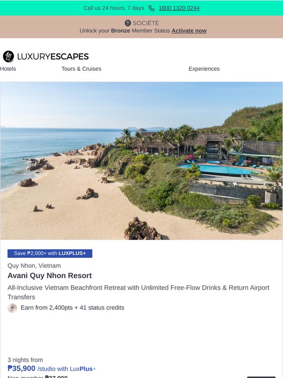 Vietnam All-Inclusive Beachfront Retreat w. Unlimited Free-Flow Drinks