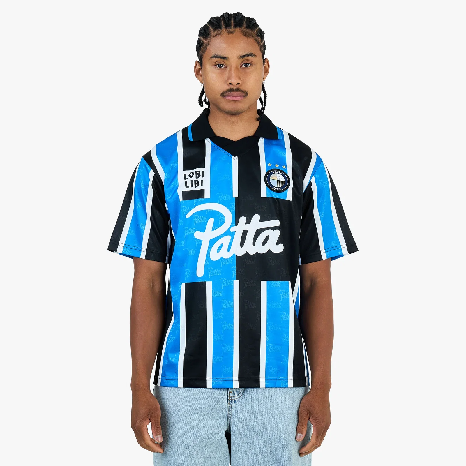 Image of Patta Stripe Football Jersey / French Blue