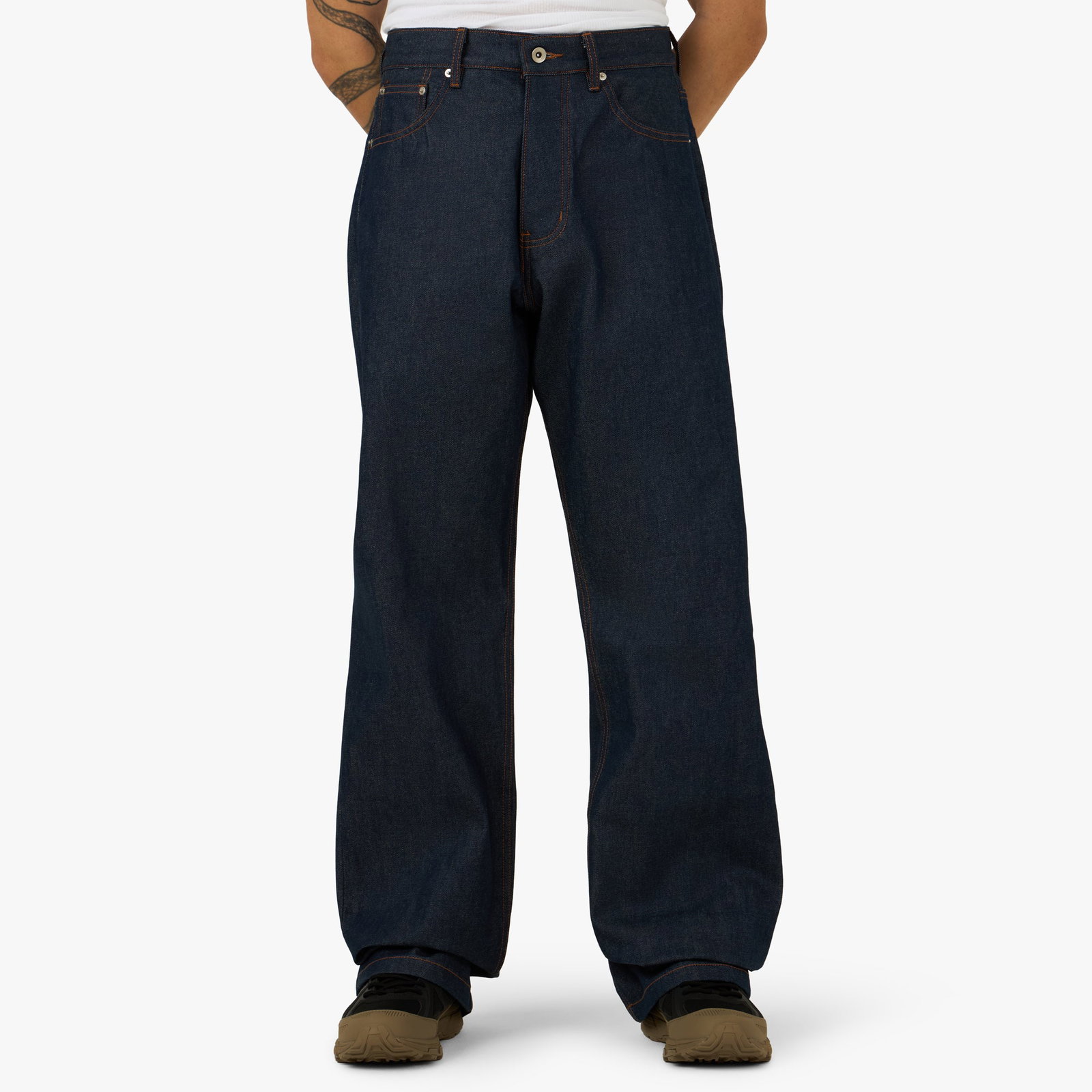 Image of PlazaWorks Modern Wide 5 Pocket Jean Indigo Raw Selvedge