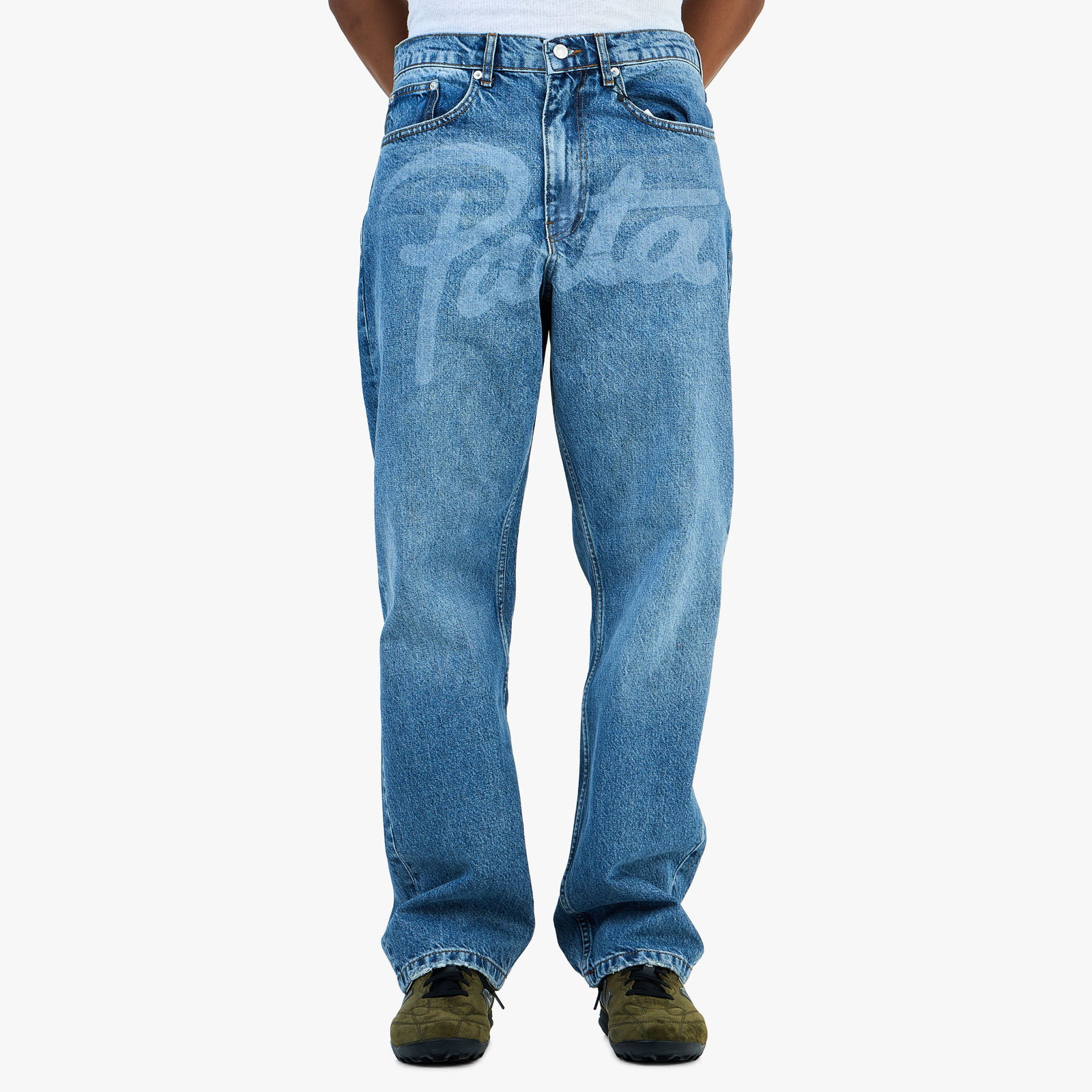 Image of Patta Laserprint Whiskers Denim Pants / Light Blue Denim
