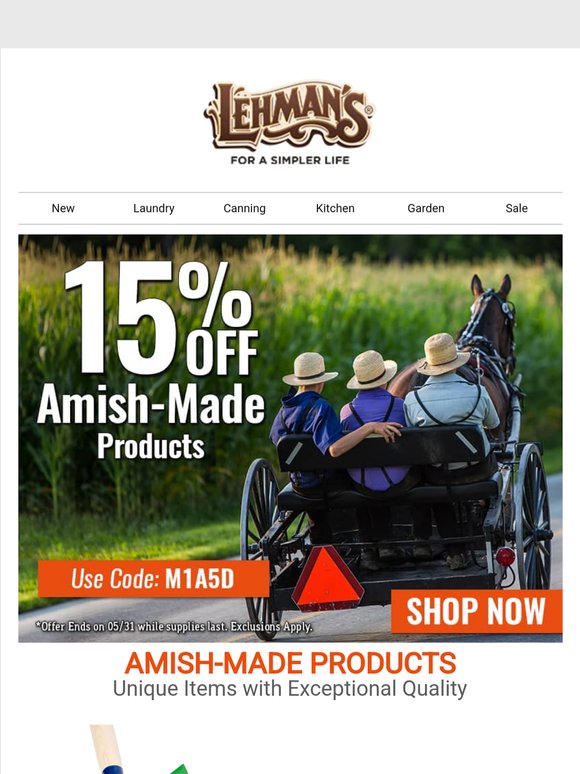 ACT NOW to Get 15% off Amish-Made Products! 👀