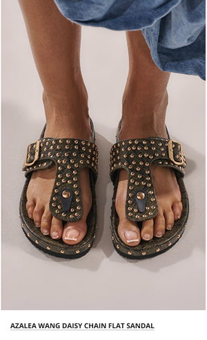 AZALEA WANG DAISY CHAIN GREEN SNAKE STUDDED FLAT SANDAL