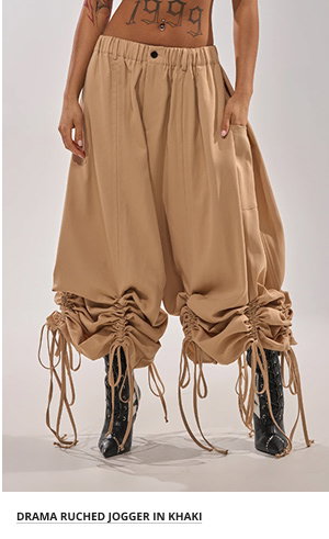 DRAMA RUCHED JOGGER IN KHAKI