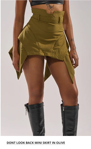 DONT LOOK BACK MINI SKIRT IN OLIVE