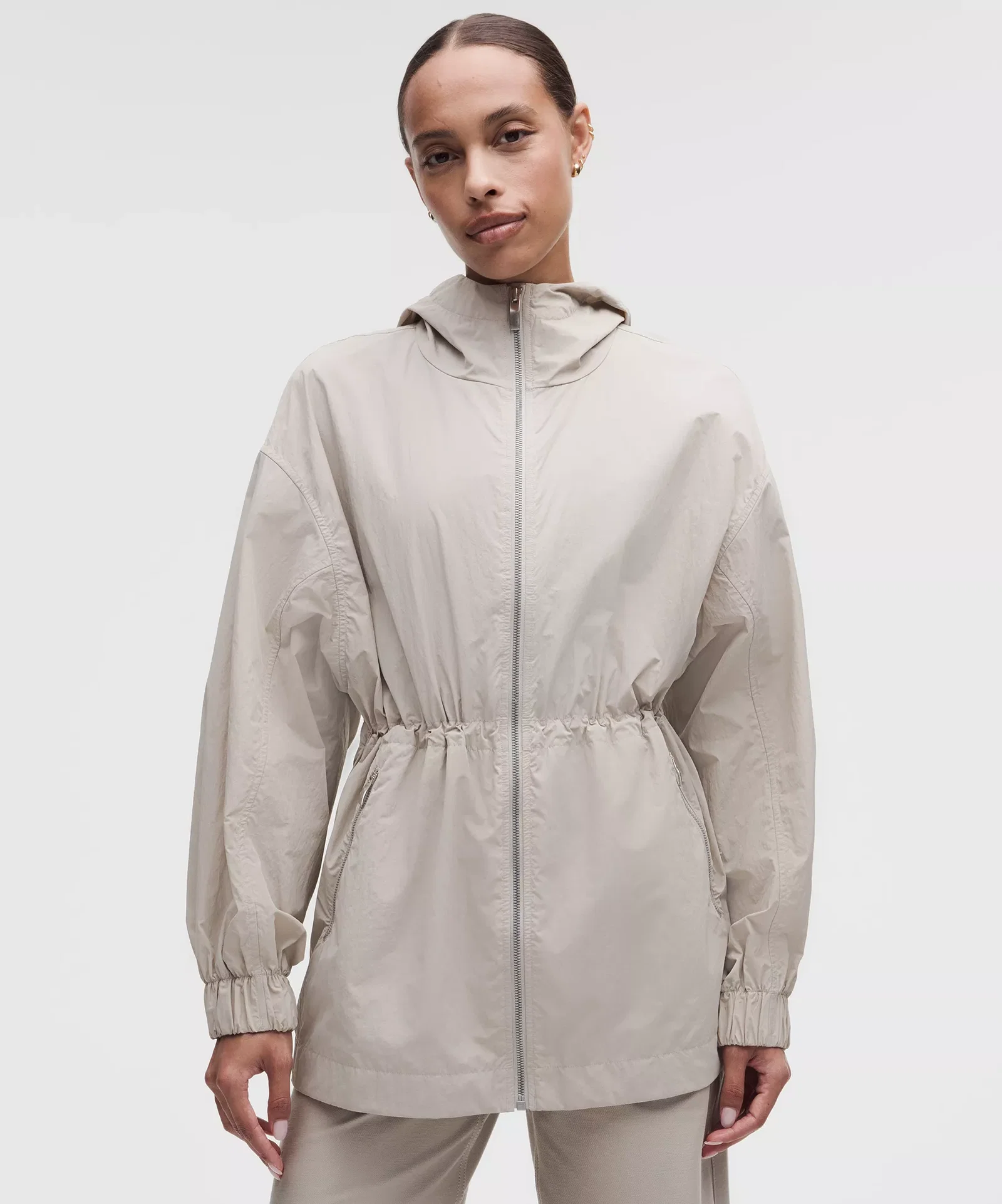Uv-Protective Cinch-Waist Oversized-Fit Jacket