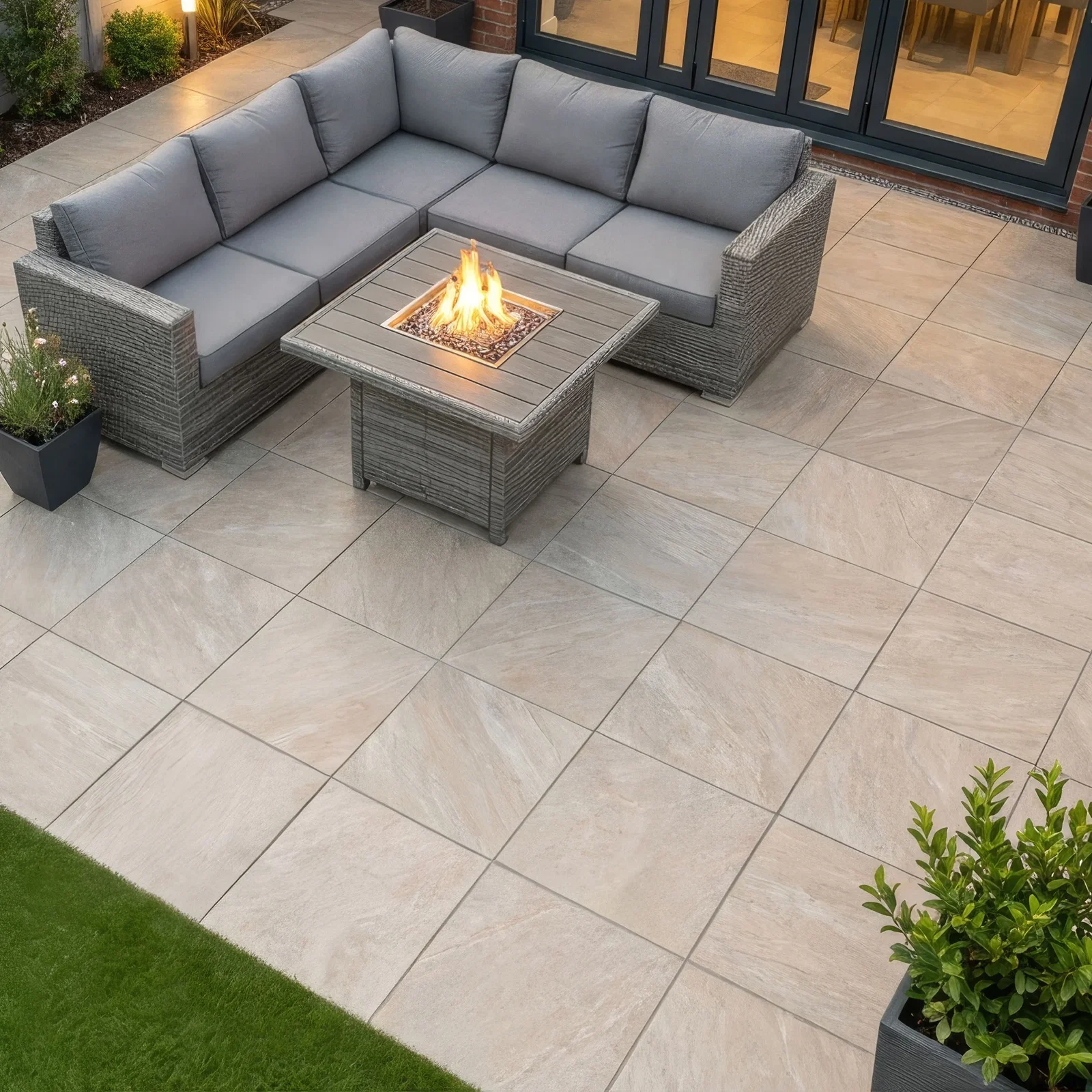 Image of Quarstone Beige Stone Effect Matt Anti Slip Outdoor Porcelain Slab