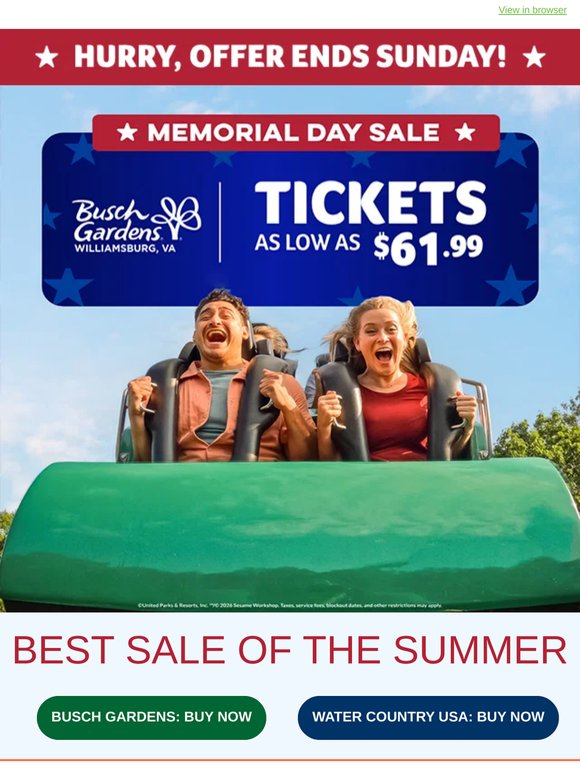 ⚫ Memorial Day Sale ⚫ Tickets as low as $61.99
