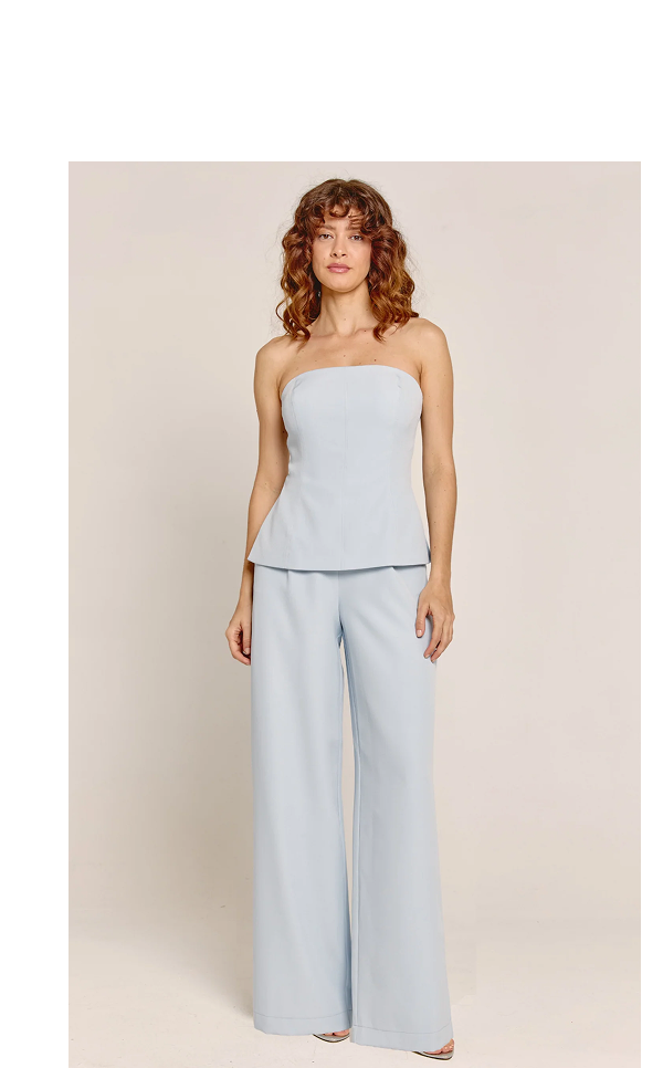 Blue Tailored Longline Bandeau Jumpsuit