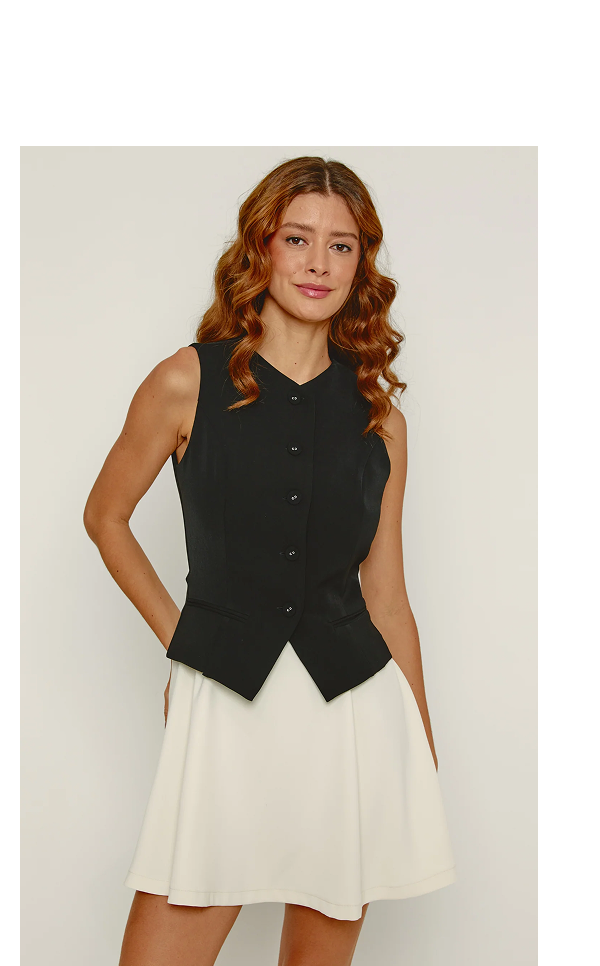 Black & White Waistcoat Mini Dress
