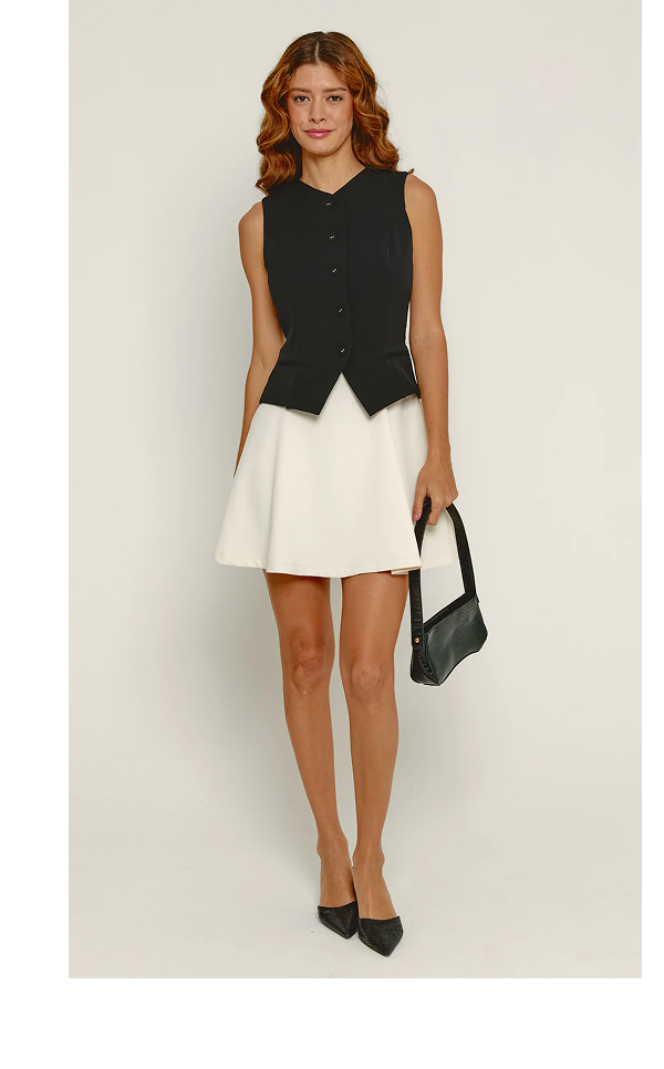 Black & White Waistcoat Mini Dress
