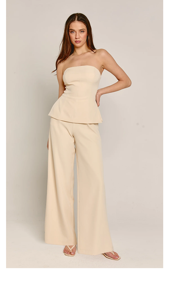 Cream Tailored Longline Bandeau Jumpsuit