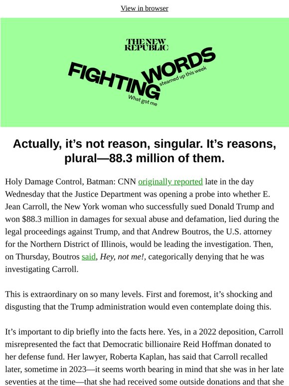 The real—and deeply corrupt—reason Trump is after E. Jean Carroll