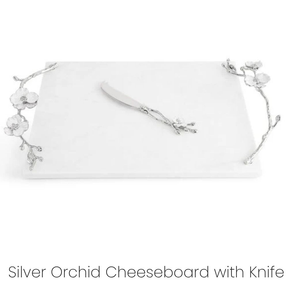 Silver Orchid Cheeseboard with Knife