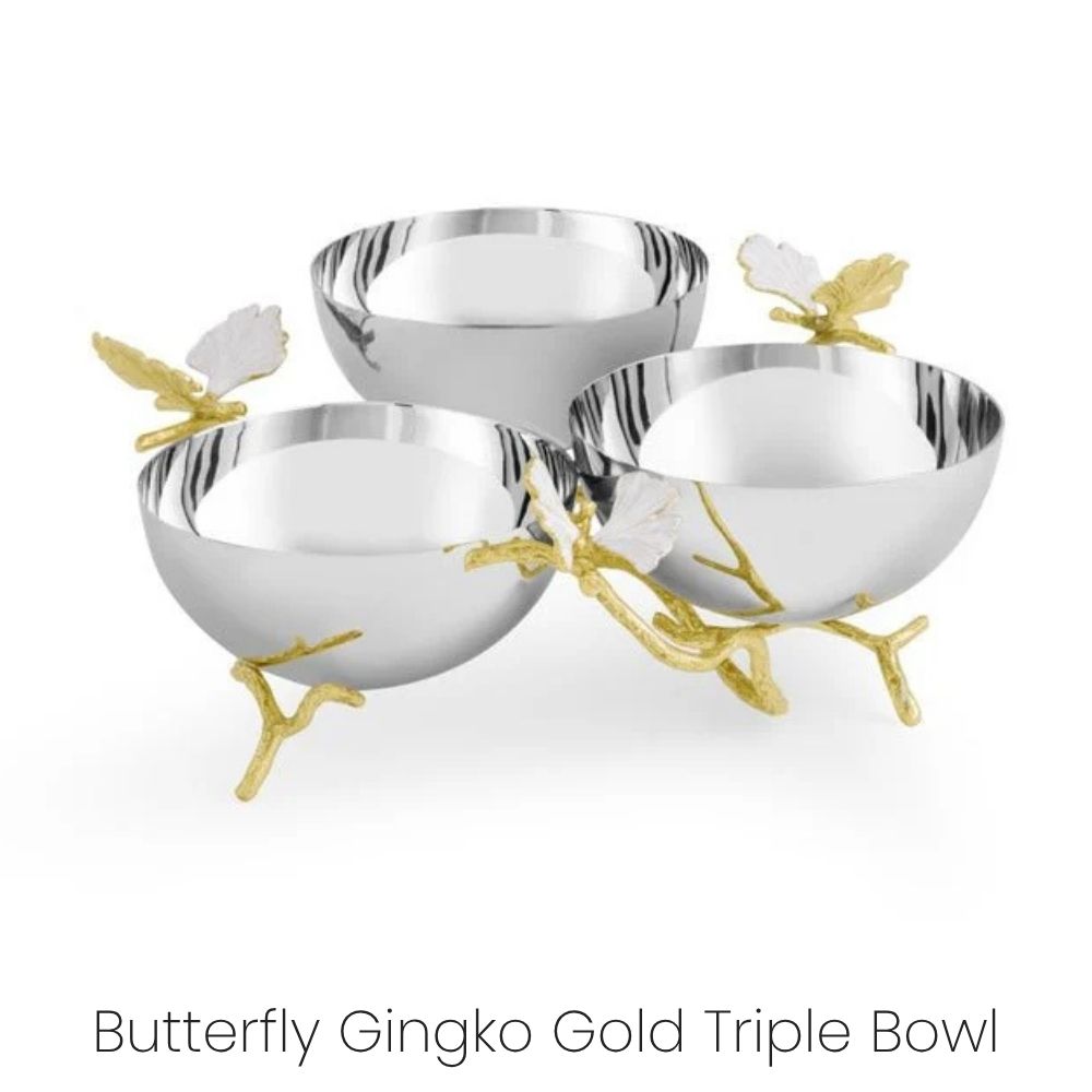 Butterfly Gingko Gold Triple Bowl