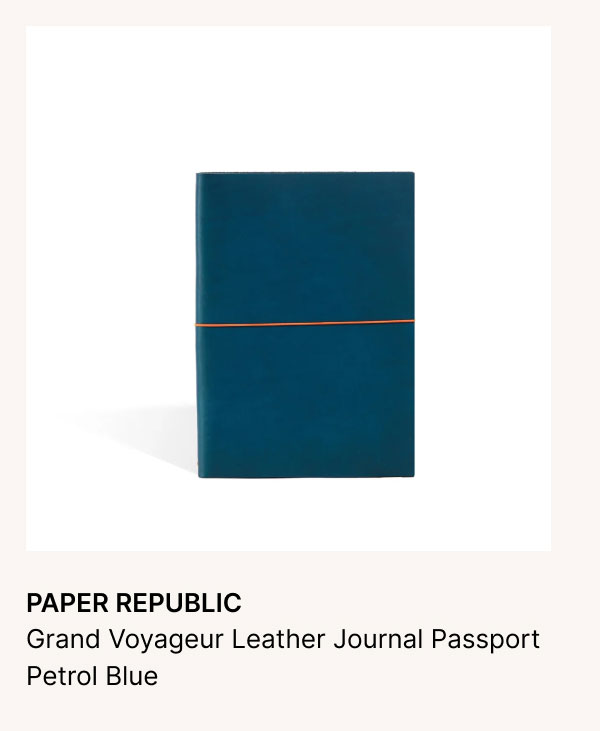 PAPER REPUBLIC Grand Voyageur Leather Journal Passport Petrol Blue