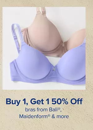 Buy one, get one 50% off bras from Bali, Maidenfrom and more. Shop now.