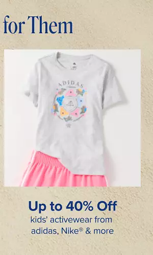 Up to 40% off kids activewear from adidas, Nike and more. Shop now.