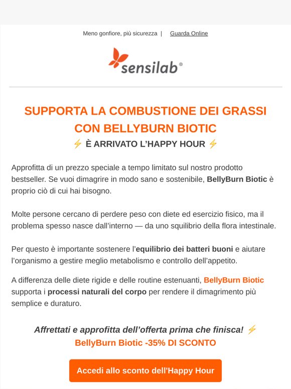 🔥 Happy Hour: BellyBurn Biotic a -35% solo per oggi!