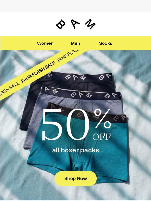 Final hours: 50% off all boxer packs