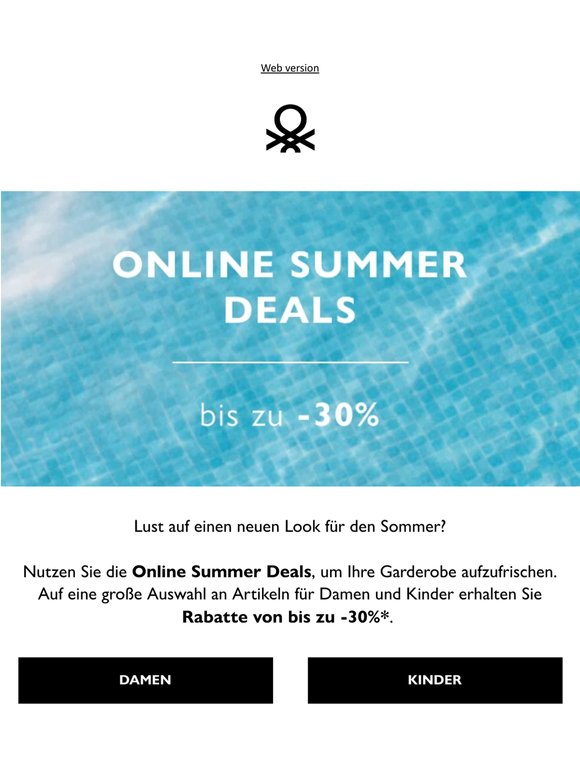 Online Summer Deals: bis zu -30%