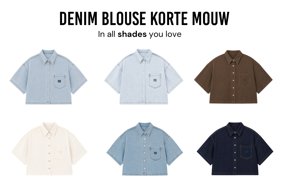 Denim blouse korte mouw