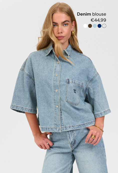 Denim blouse korte mouw
