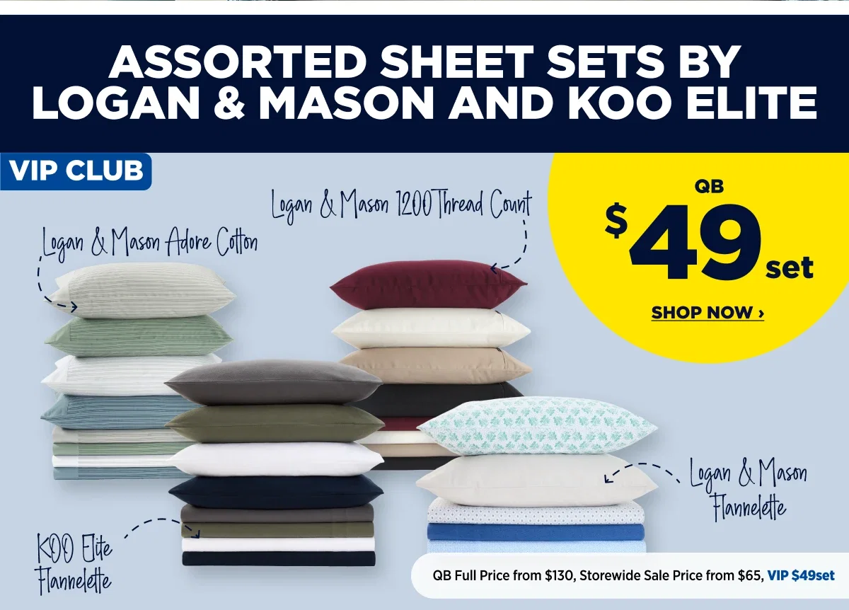 Assorted Sheet Sets by Logan & Mason and Koo Elite