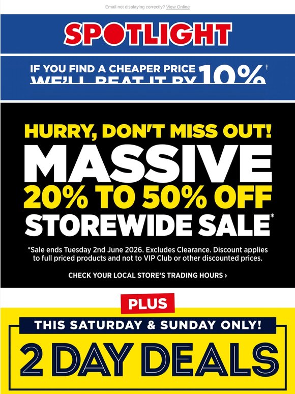 🏃HURRY, 20%-50% OFF STOREWIDE SALE MUST END TUESDAY + New 2 Day Deals!