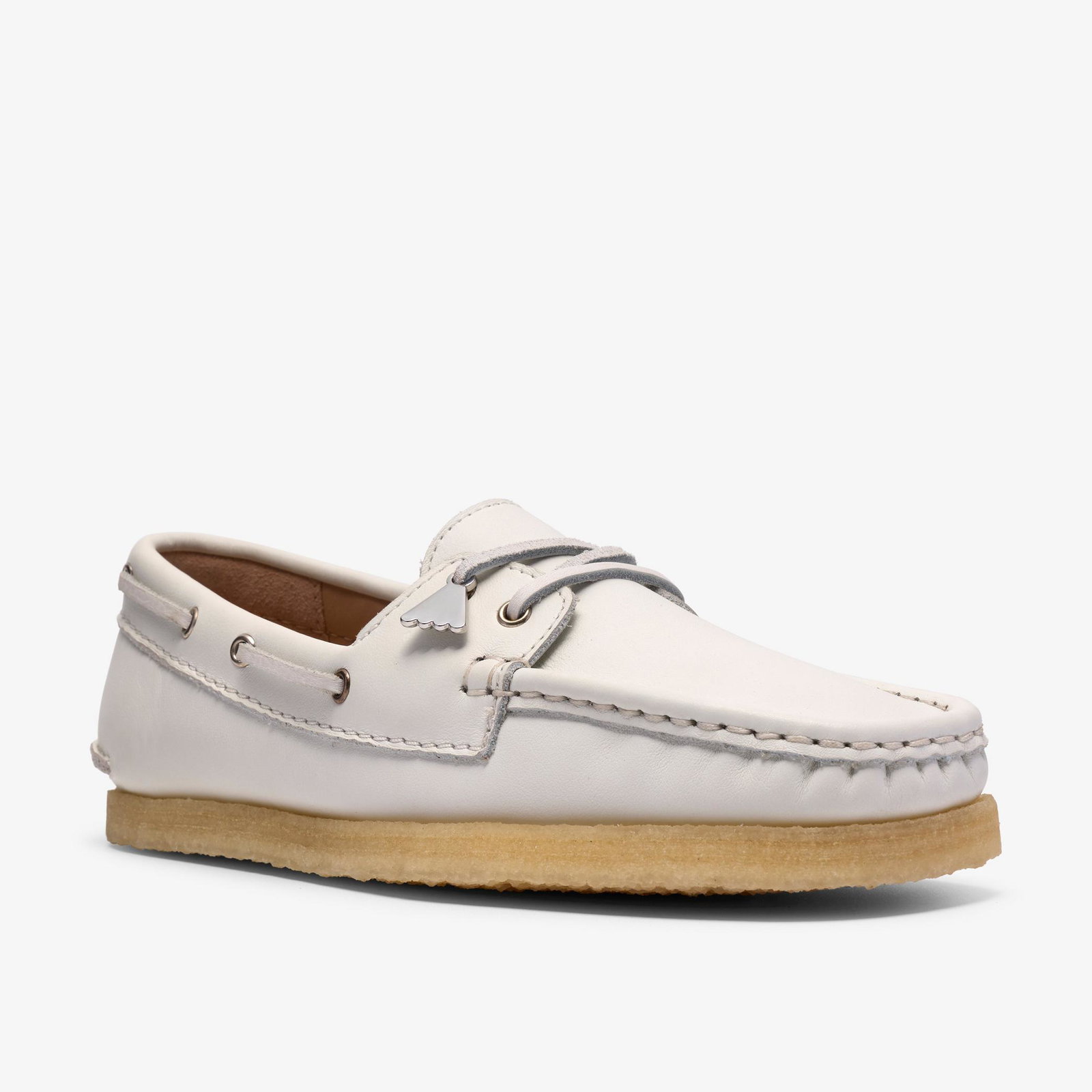 Shop Godney Boat White Grain Leather