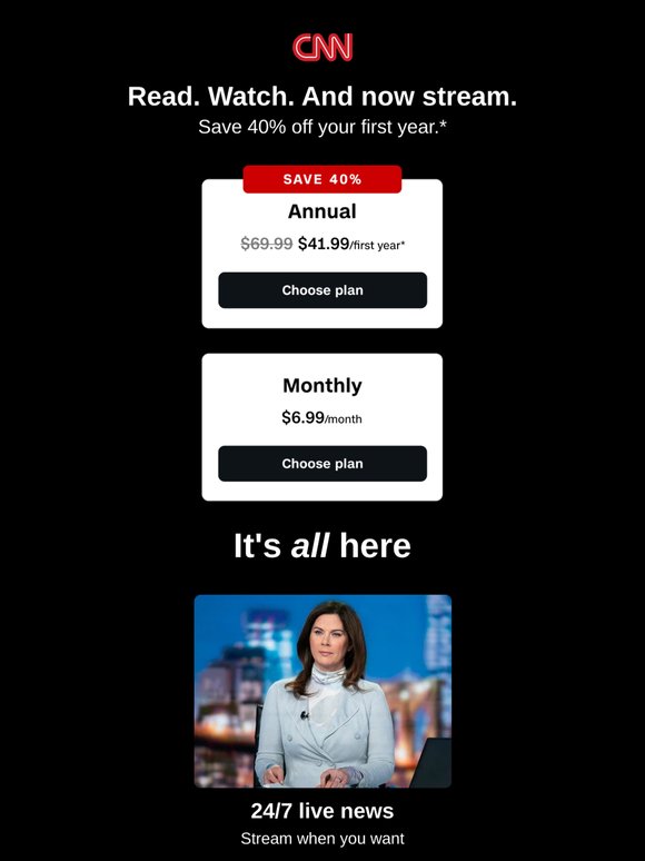 Stream CNN whenever you want.