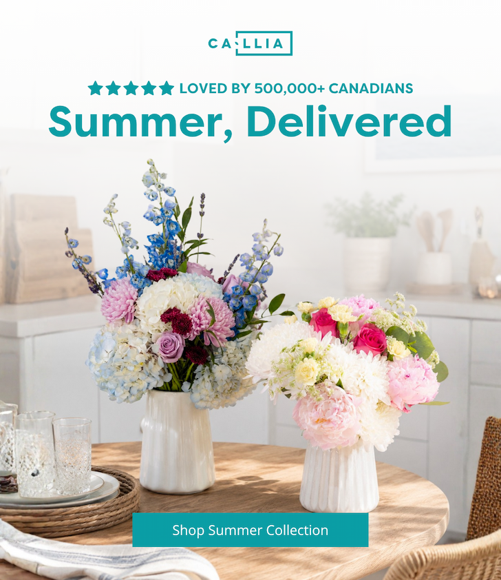 Two Callia bouquets in vases on the kitchen table