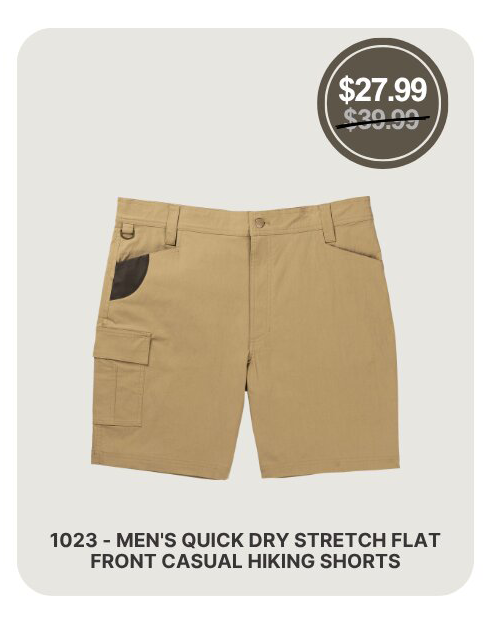 Men's Quick Dry Stretch Flat Front Casual Hiking Shorts