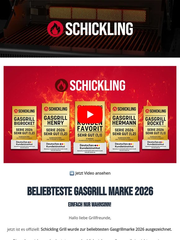 Danke! Schickling ist beliebteste Gasgrillmarke 2026