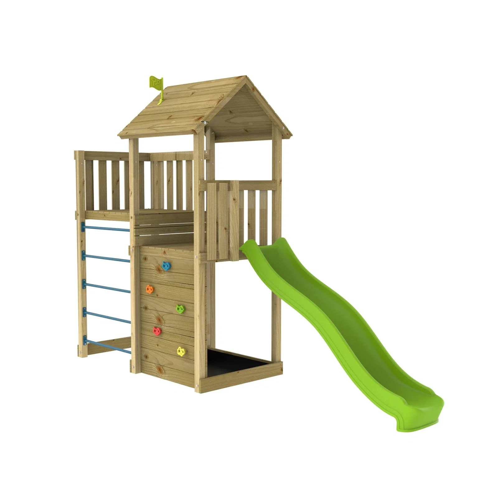 Image of TP Skywood Wooden Tower Climbing Frame with Ripple Slide & Sky Deck - FSC® certified