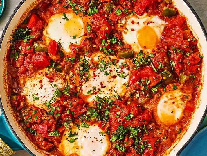 Shakshuka in a skillet.