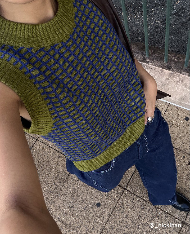 Grid Vest Field and Twist Jeans Indigo Denim