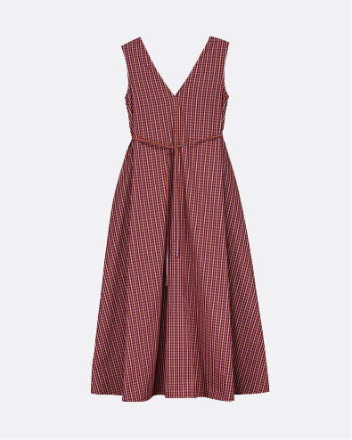 Belle Dress Maroon Check