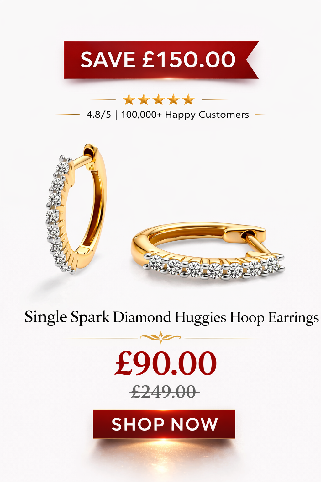 Single Spark Diamond Huggies Hoop Earrings