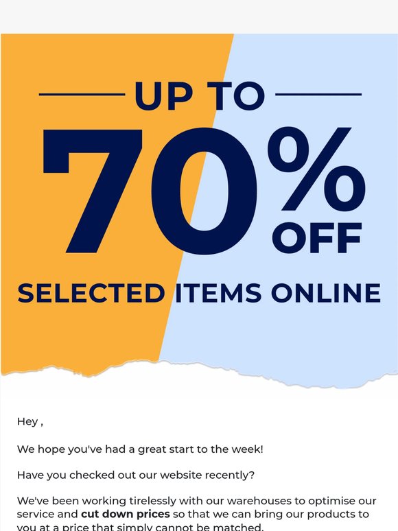Re: Site-wide Sale up to 70% off