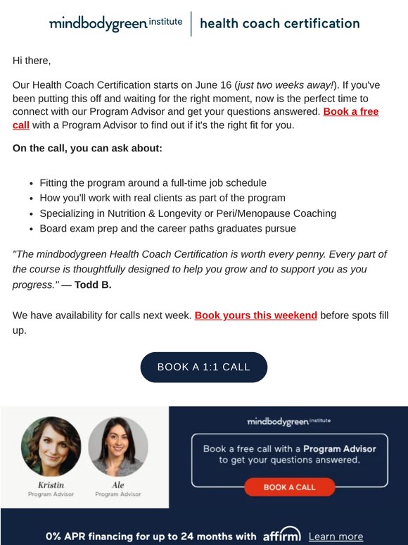 Two weeks until the next cohort — let's talk